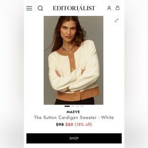 Maeve Cream and Tan Cardigan Sweater website for $80 on sale